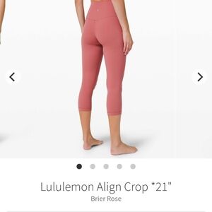 Lululemon Align Crop Leggings in Pink Size 6